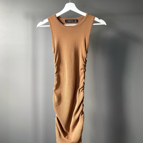 Lioness Military Minds camel ruched dress - Picture 5 of 6